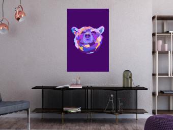 Poster Colorful Bear - abstract animal head on a purple background