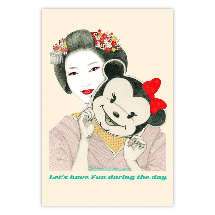 Funny Geisha - portrait of a woman with a mouse mask in an oriental motif
