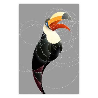 Poster Toucan in Circles - abstract black animal with geometric figures