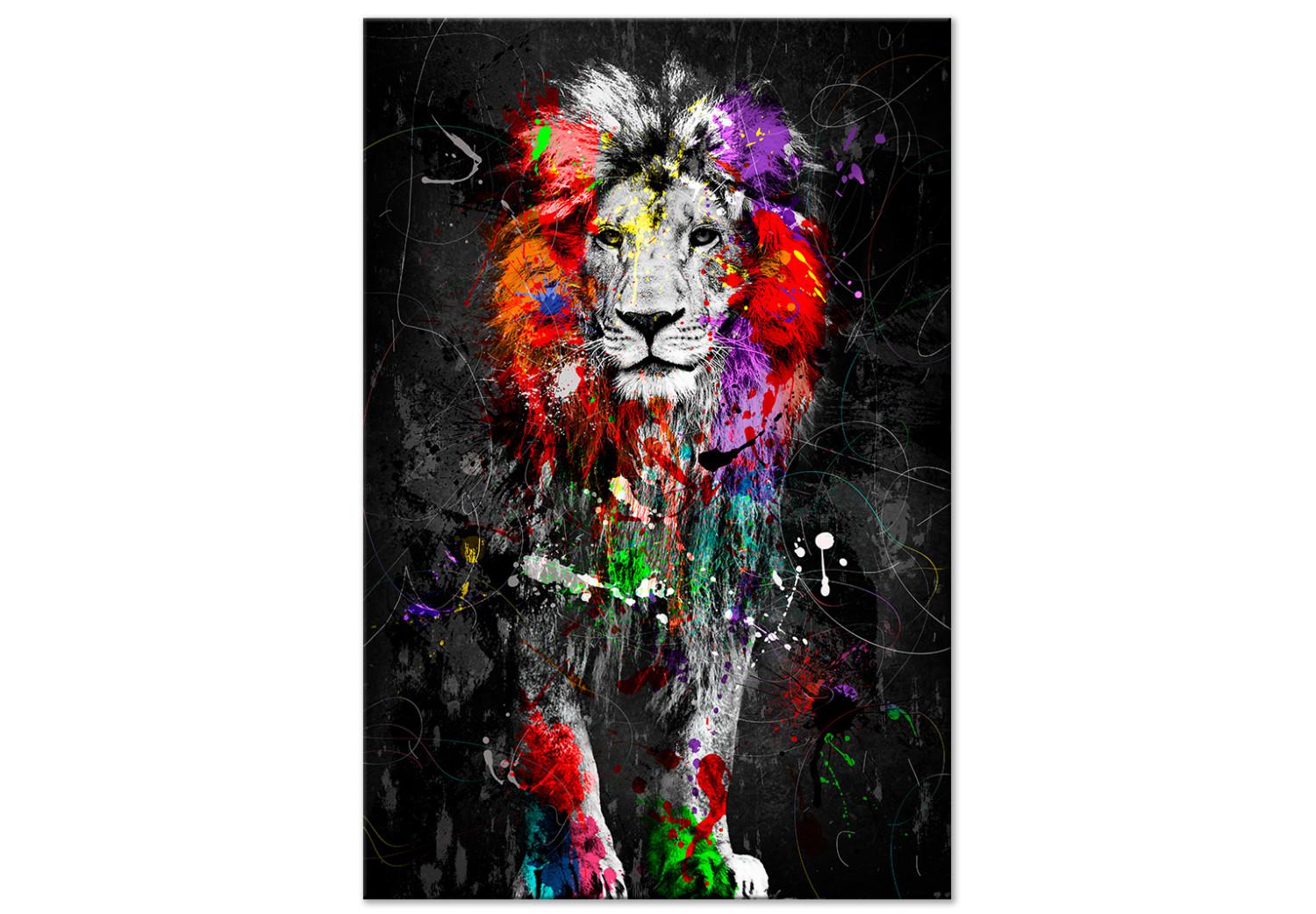 Canvas Colourful Animals: Lion (1 Part) Vertical