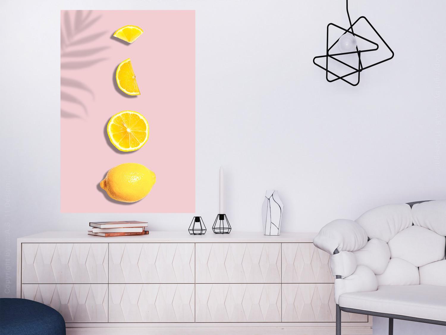 Poster Slice of Exoticism - lemon in various cross-sections on a pastel background