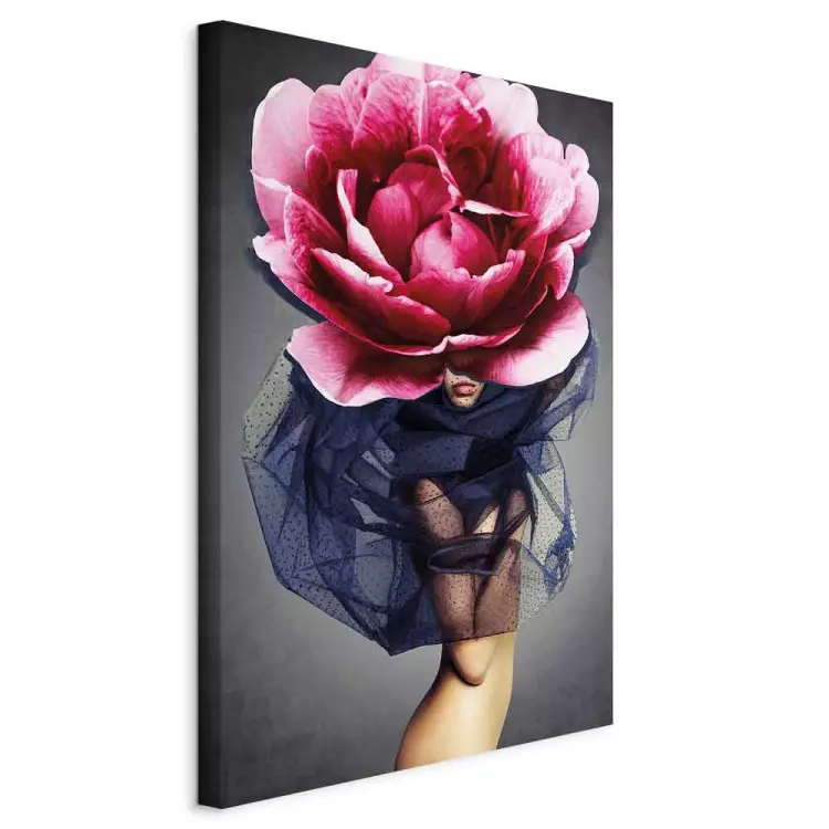 Flower Woman (1-part) vertical - eclectic abstraction with a peony