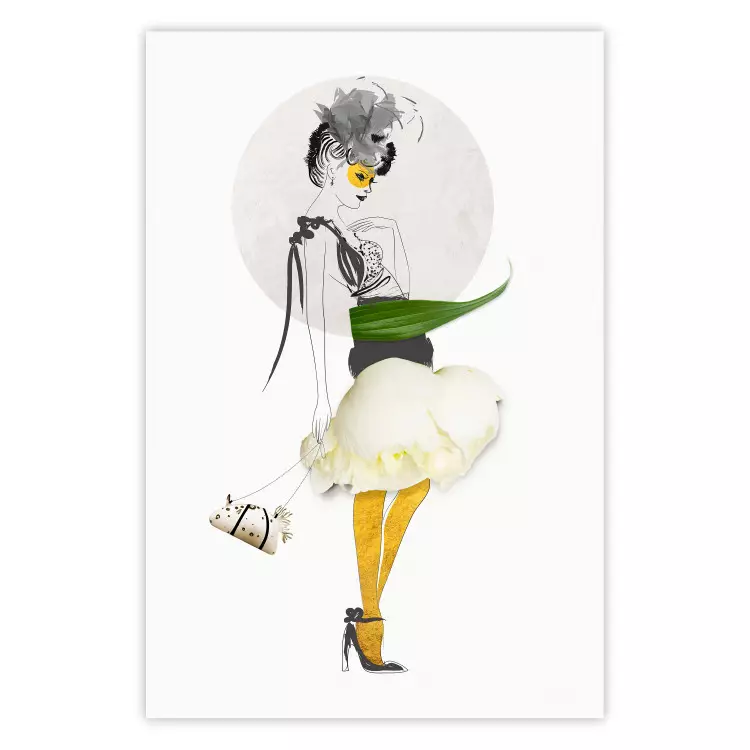Yellow Stockings - abstract silhouette of a woman with flower accents