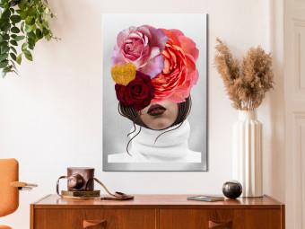 Canvas Peonies and roses covering a woman's face - an abstract portrait