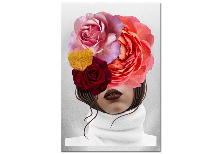 Peonies and roses covering a woman's face - an abstract portrait