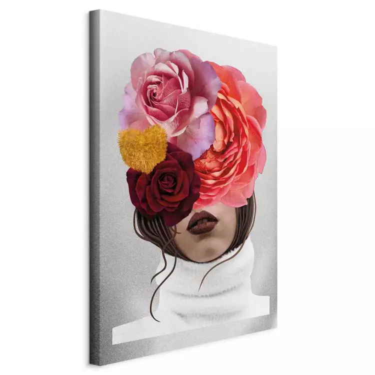 Peonies and roses covering a woman's face - an abstract portrait