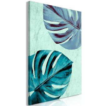 Canvas Two large monstera leaves - a landscape with a floral motif