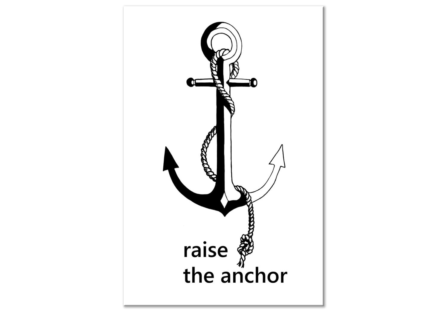 Canvas Black English Raise the anchor sign - a marine composition