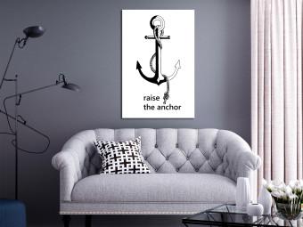 Canvas Black English Raise the anchor sign - a marine composition
