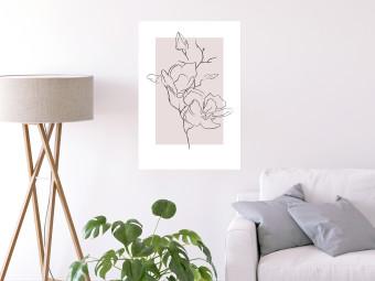 Poster Creamy Magnolia - abstract line art of magnolia flower on light background
