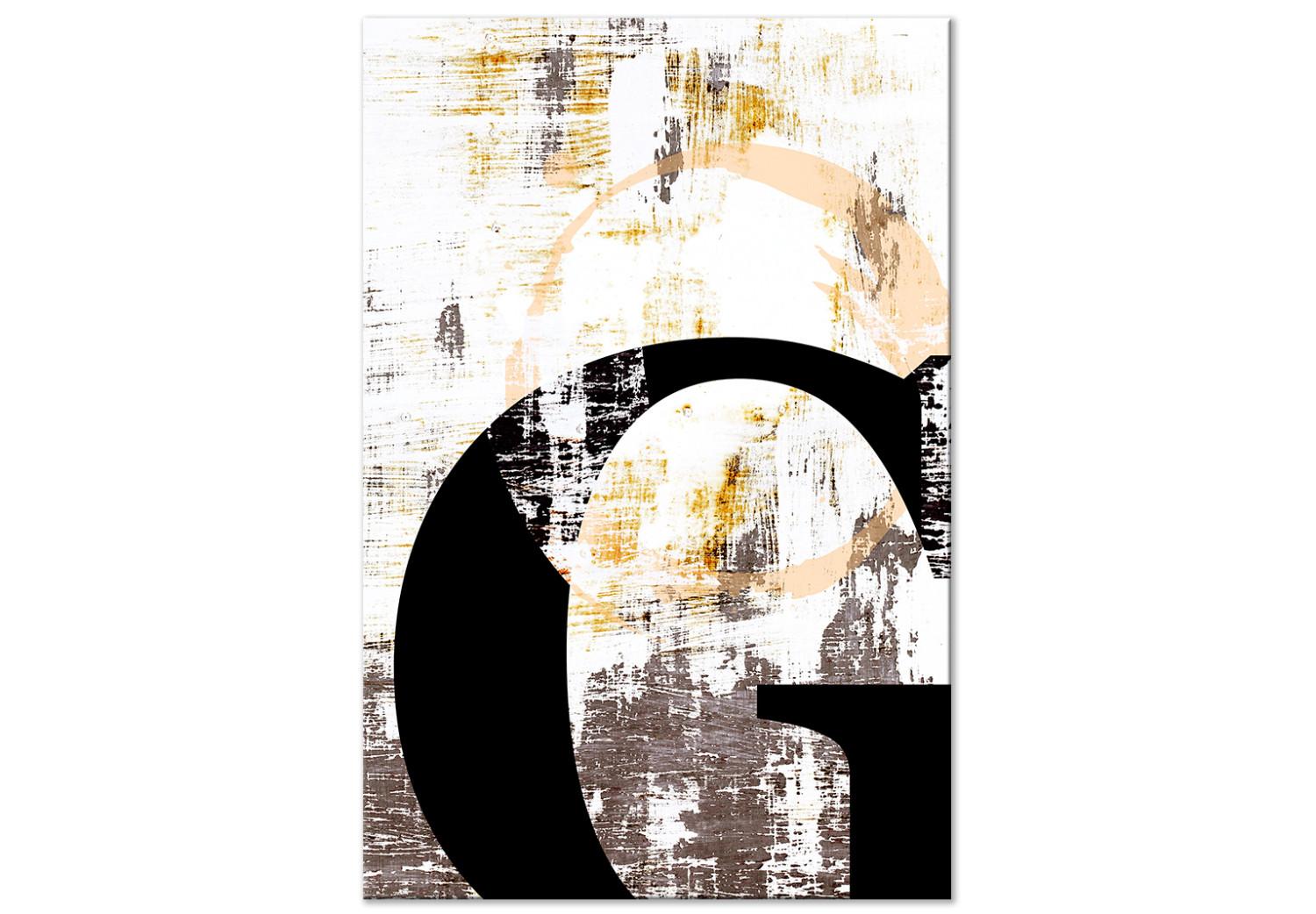 Canvas Black, capital letter G - abstraction with grey and white elements