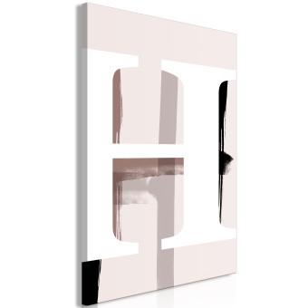 Canvas White, capital letter H - beige abstract with black and grey shadows