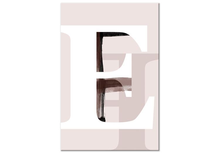 Canvas Print White, capital letter E - beige abstraction with black shadow