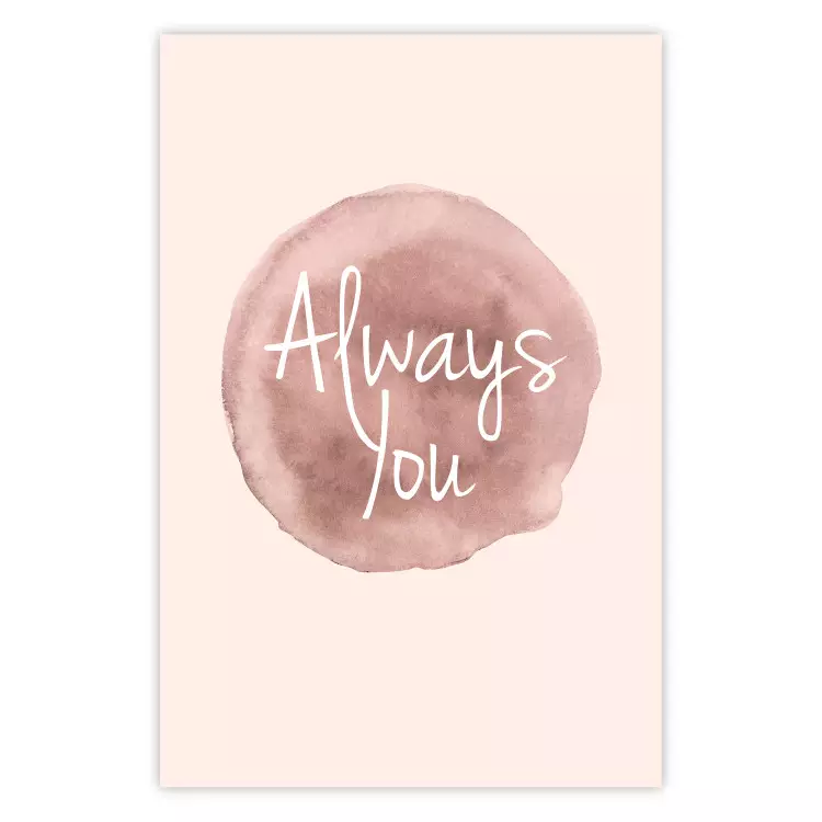 Always You - English inscription on watercolor pink background