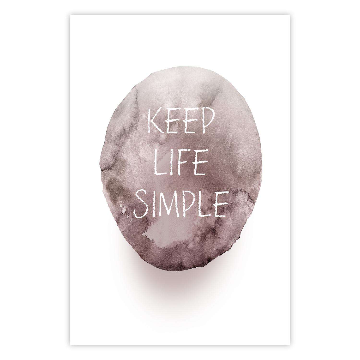 Poster Keep Life Simple - English quote in watercolor motif on white background