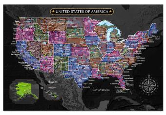 Canvas Multicoloured map of North America - on black background