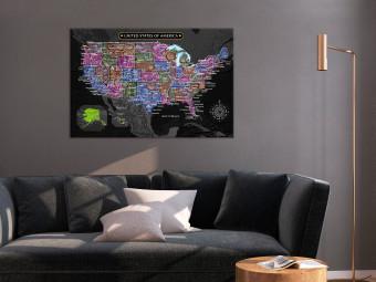 Canvas Multicoloured map of North America - on black background