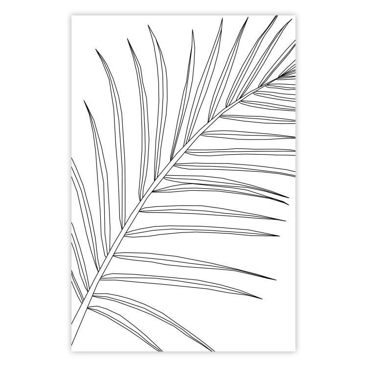 Black and White Palm Leaf - black line art of palm leaf on white background
