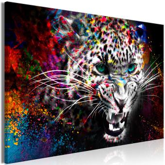 Canvas Hunter (1-part) vertical - abstract colorful wild animal