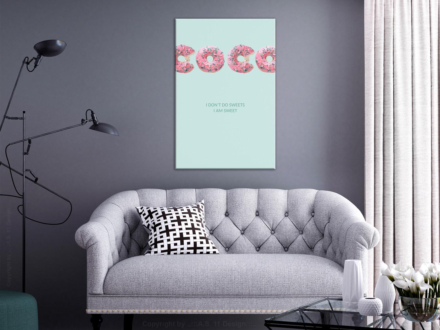 Canvas Green English sign - abstraction with inscription arranged from donuts