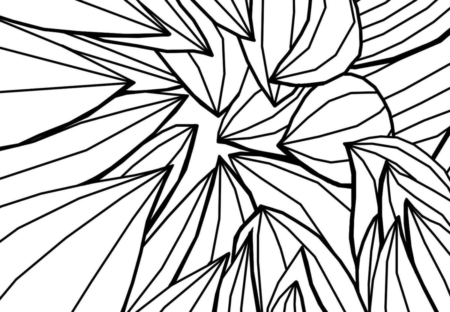 Canvas Peony flower bud - black and white plant contours in line art style