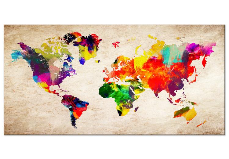 Large Canvas Print World Map: Abstract Fantasy II [Large Format]
