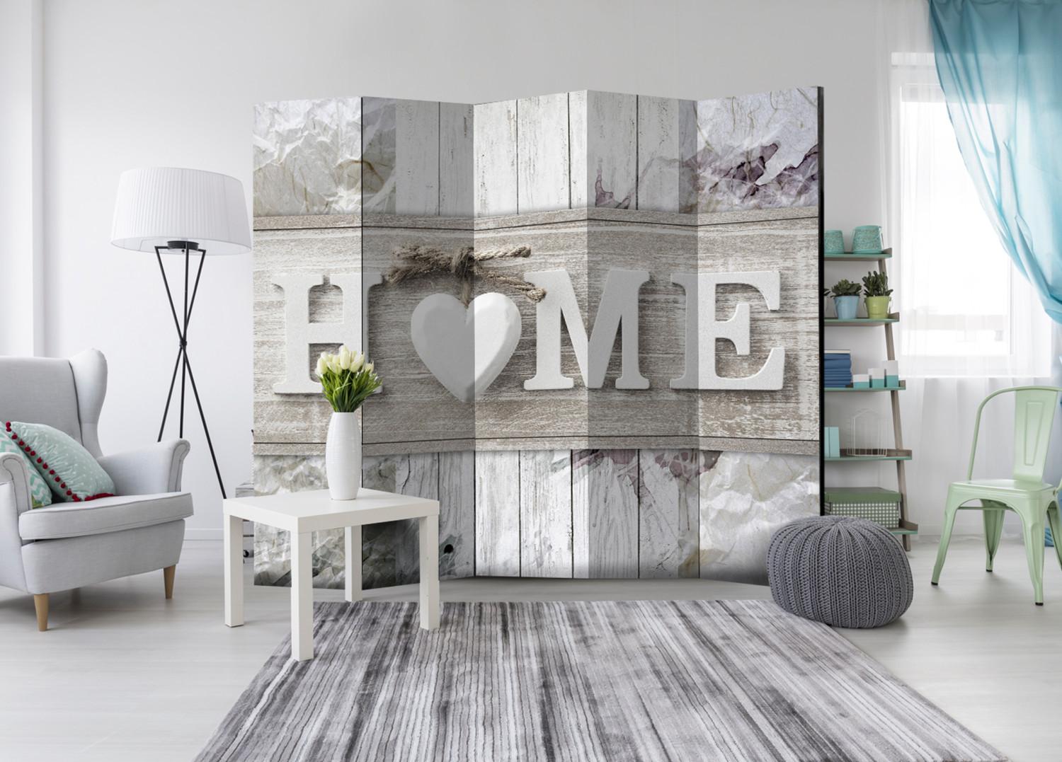 Room Divider Cozy Home (5-piece) - English text on a wooden background
