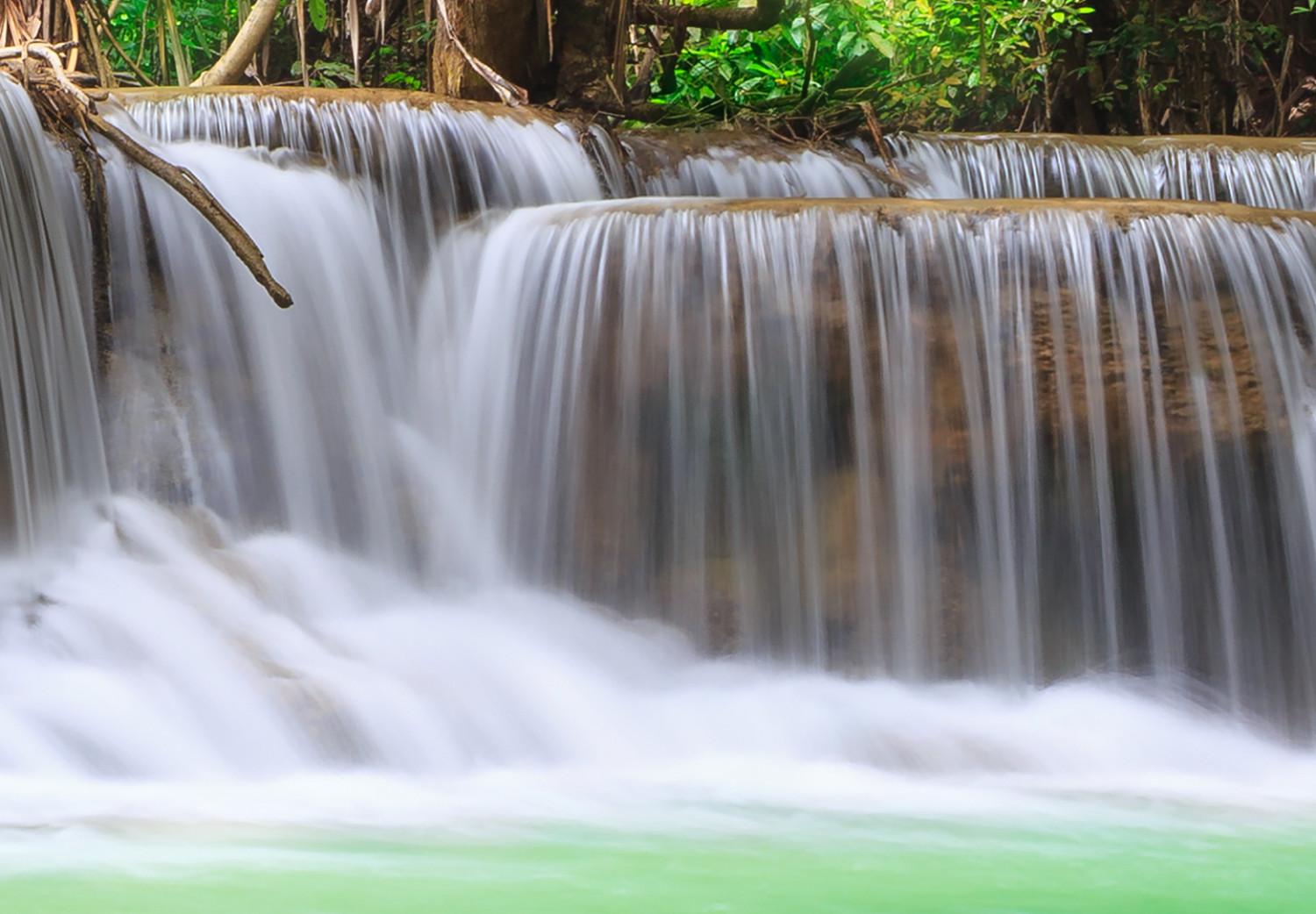 Canvas Waterfall in Kanjanaburi (1-part) wide - landscape of wild nature