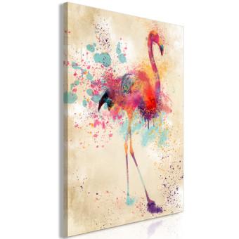 Canvas Watercolor Flamingo (1-part) vertical - futuristic colorful bird