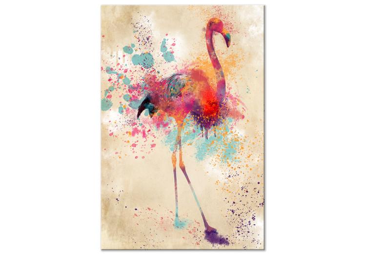 Canvas Print Watercolor Flamingo (1 Part) Vertical