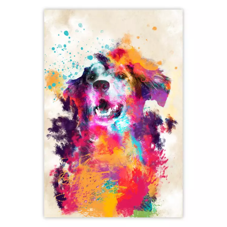 Watercolor Dog - unique colorful abstraction with domestic animal