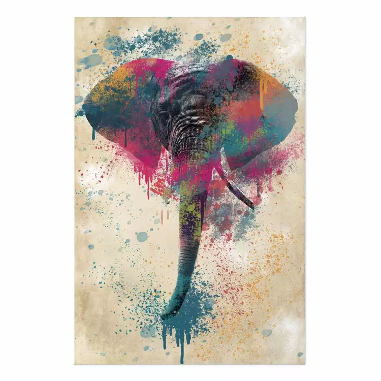 Poster Elephant Trunk - cheerful colorful abstraction with African animal
