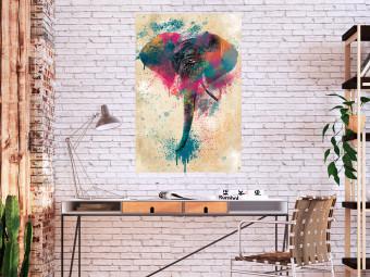 Poster Elephant Trunk - cheerful colorful abstraction with African animal