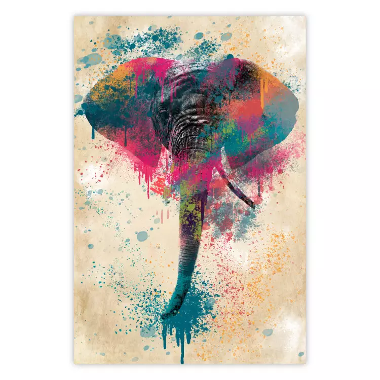 Elephant Trunk - cheerful colorful abstraction with African animal