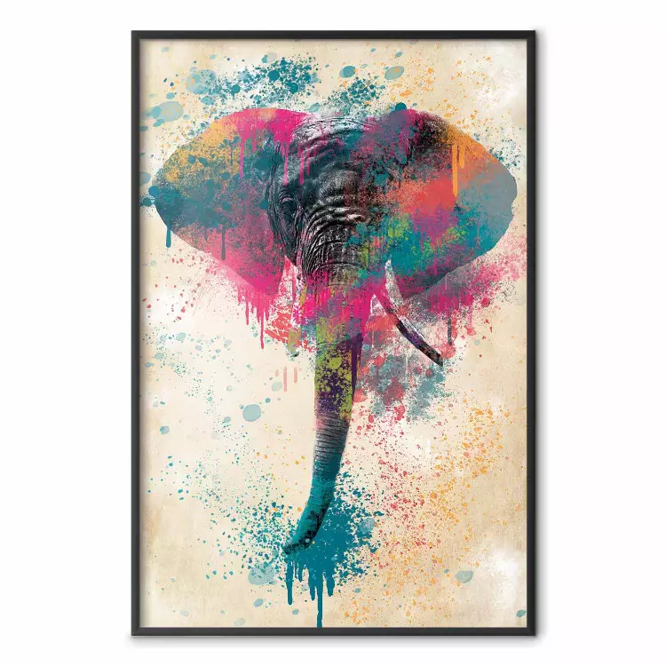 Elephant Trunk - cheerful colorful abstraction with African animal