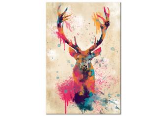 Canvas Watercolor Deer (1-part) vertical - abstract colorful animal