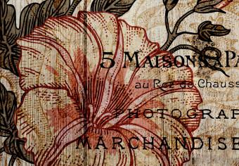 Wall Mural Travel postcard - vintage motif with flowers and lettering in French