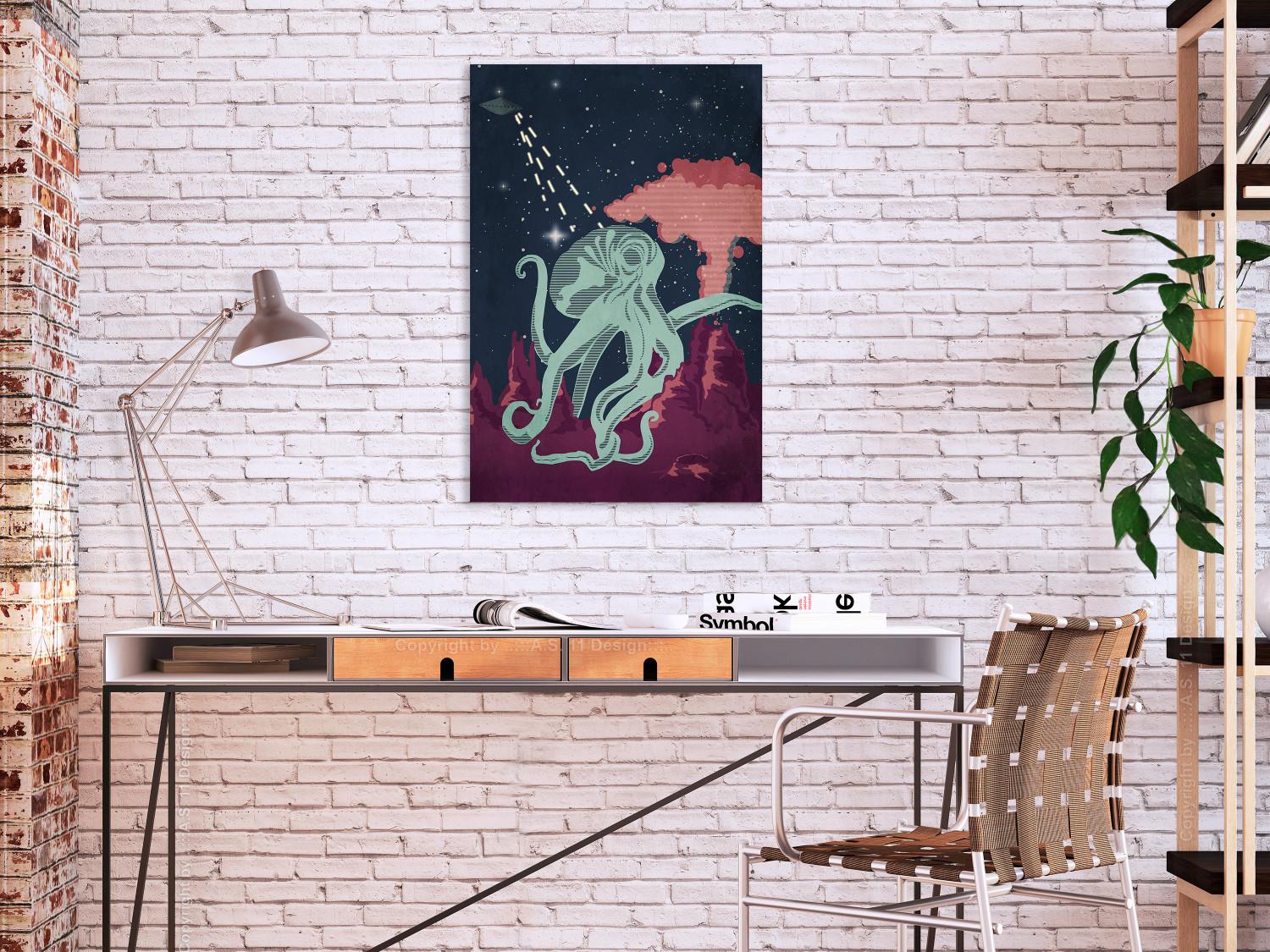 Canvas Cosmic Octopus (1-part) vertical - abstract composition