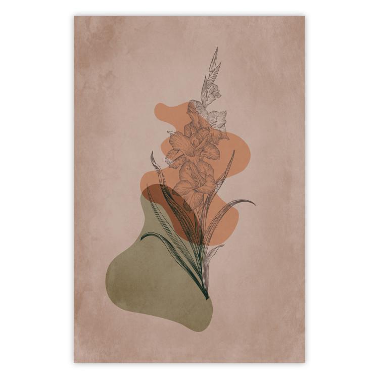 Sword Lily - warm abstraction with a flower and rounded shapes in boho style