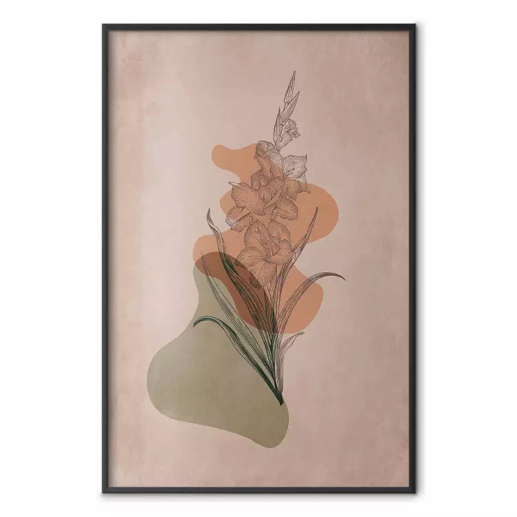 Sword Lily - warm abstraction with a flower and rounded shapes in boho style