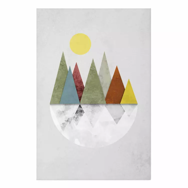 Poster On the Circle - geometric abstraction in colorful mountain peaks and a circle