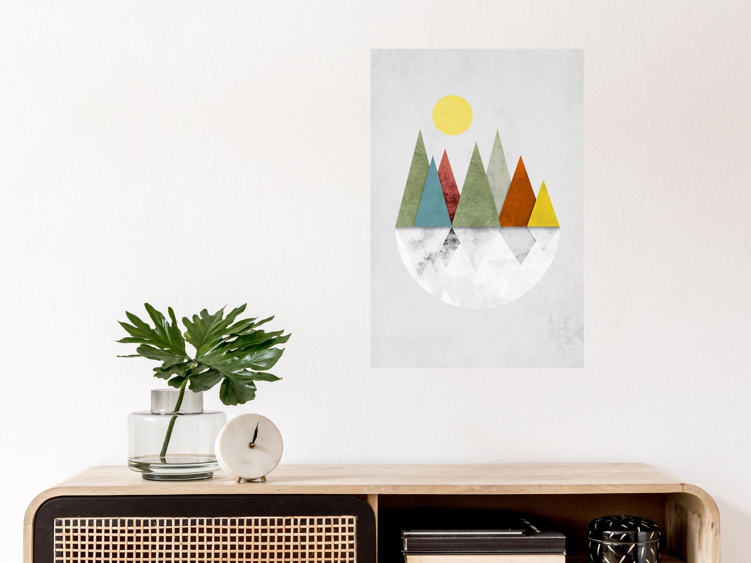 Poster On the Circle - geometric abstraction in colorful mountain peaks and a circle