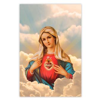 Poster Mary - sacred composition with the figure of a holy woman against a cloud backdrop