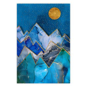 Poster Night Stroll - geometric abstraction with mountain landscape and moon