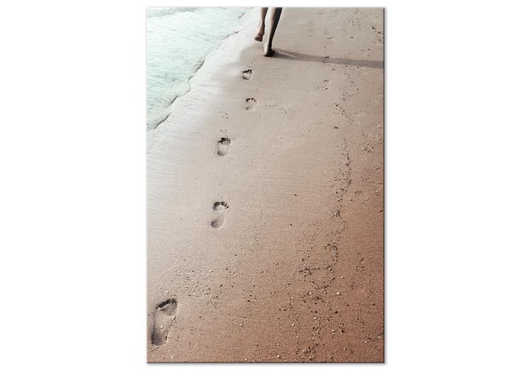Fleeting Trace (1-part) vertical - summer landscape of footprints on the beach