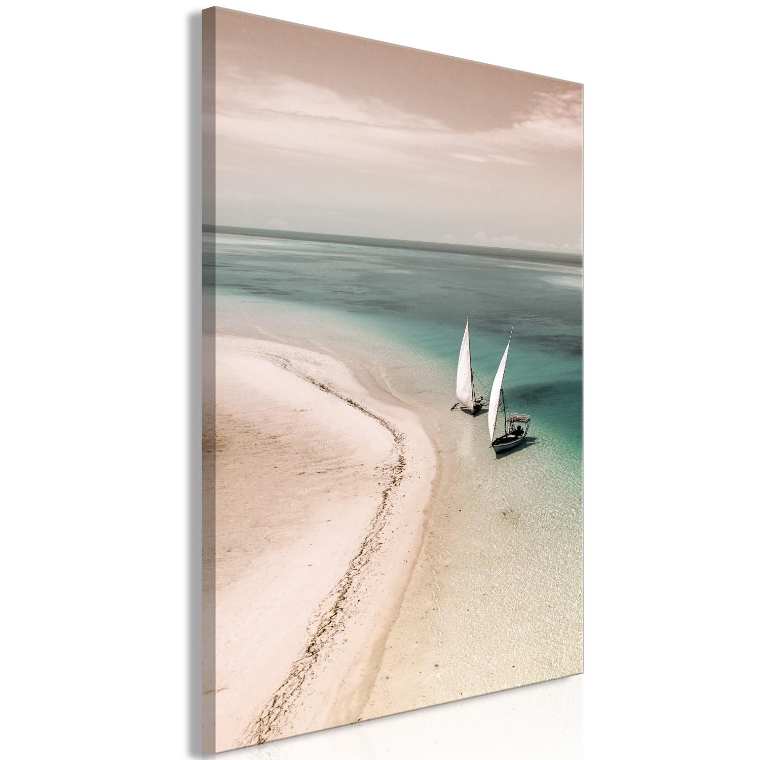 Canvas Romantic Coast (1-part) vertical - seascape with sailboats