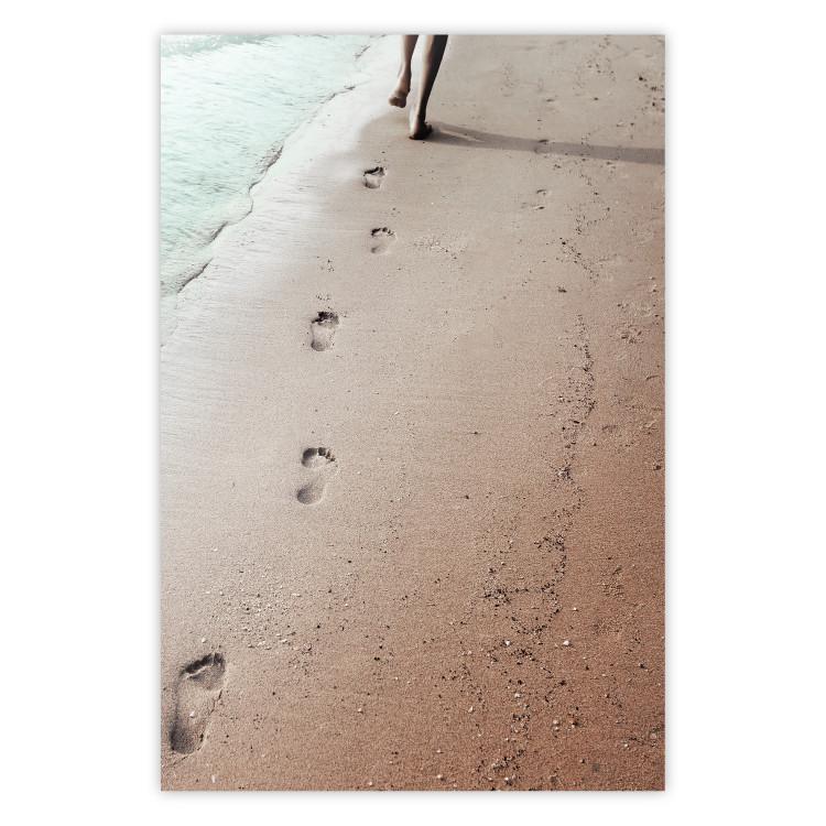 Fleeting Trace - composition with a woman running on a sandy beach