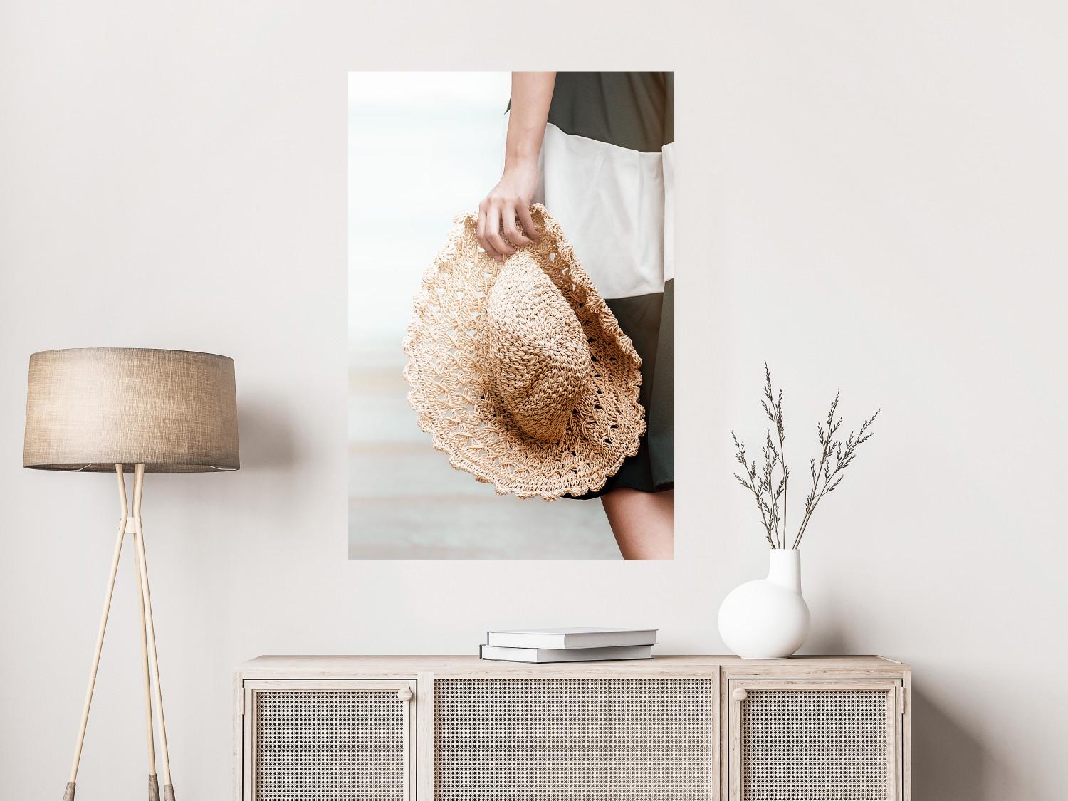 Poster Celestial Longing - summer composition with a woman figure and a hat