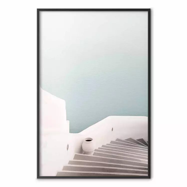 Summer Stroll - stairs and bright architecture with a backdrop of a seascape