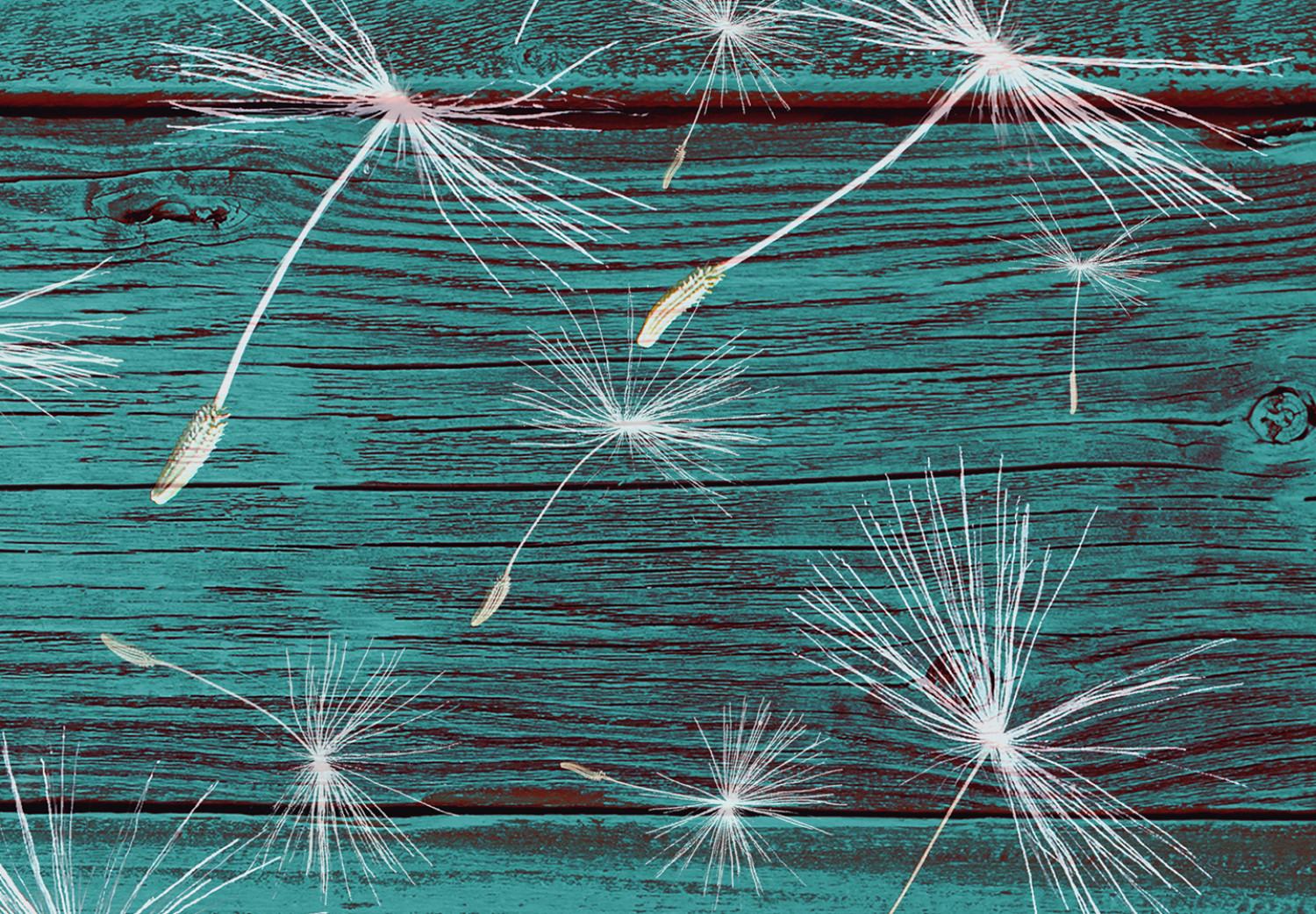 Canvas Windy Summer (1-part) wide - dandelion on a blue background